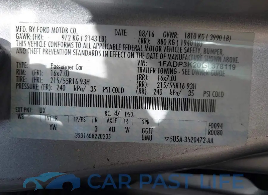 1FADP3K20GL378119# 9