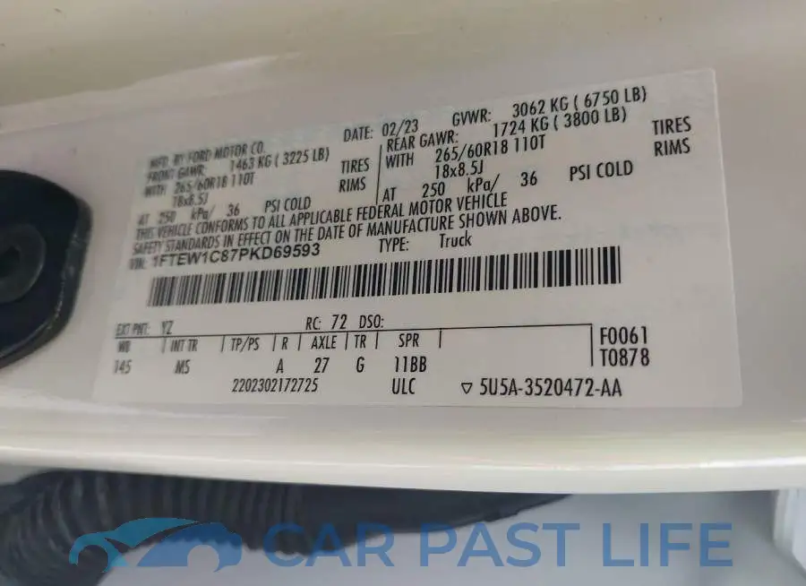 1FTEW1C87PKD69593# 9