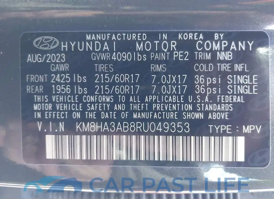KM8HA3AB8RU049353# 9