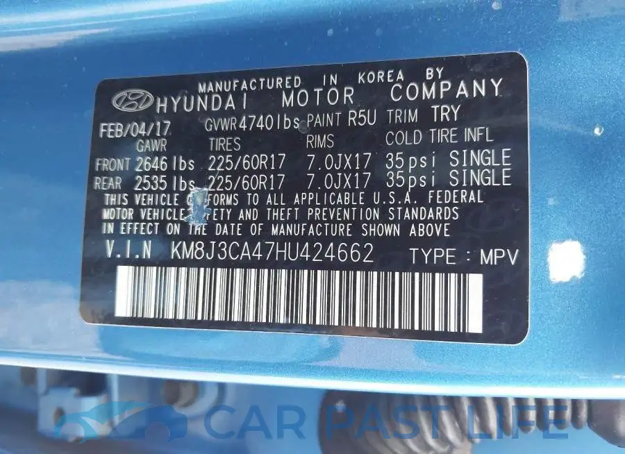 KM8J3CA47HU424662# 9