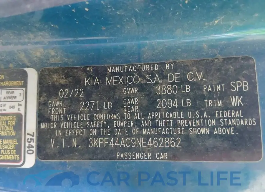 3KPF44AC9NE462862# 9