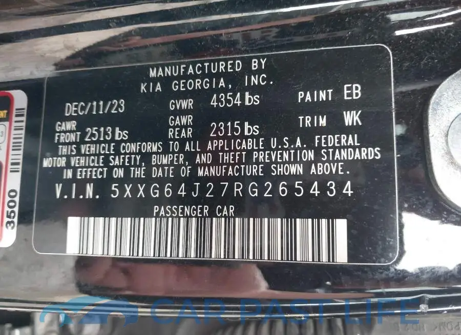 5XXG64J27RG265434# 9