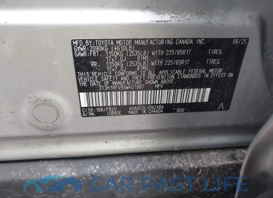2T3H1RFV9SW401987# 9