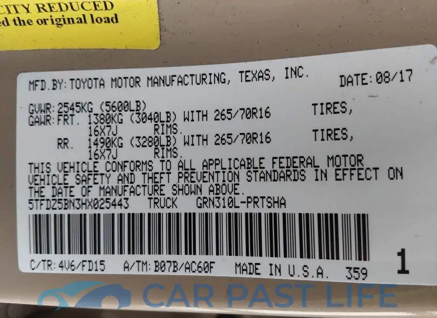 5TFDZ5BN3HX025443# 9