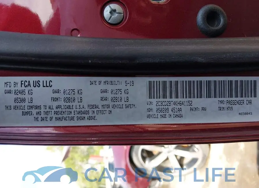 2C3CDZBT4KH641152# 9