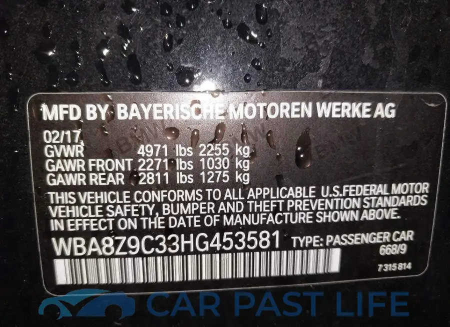 WBA8Z9C33HG453581# 9