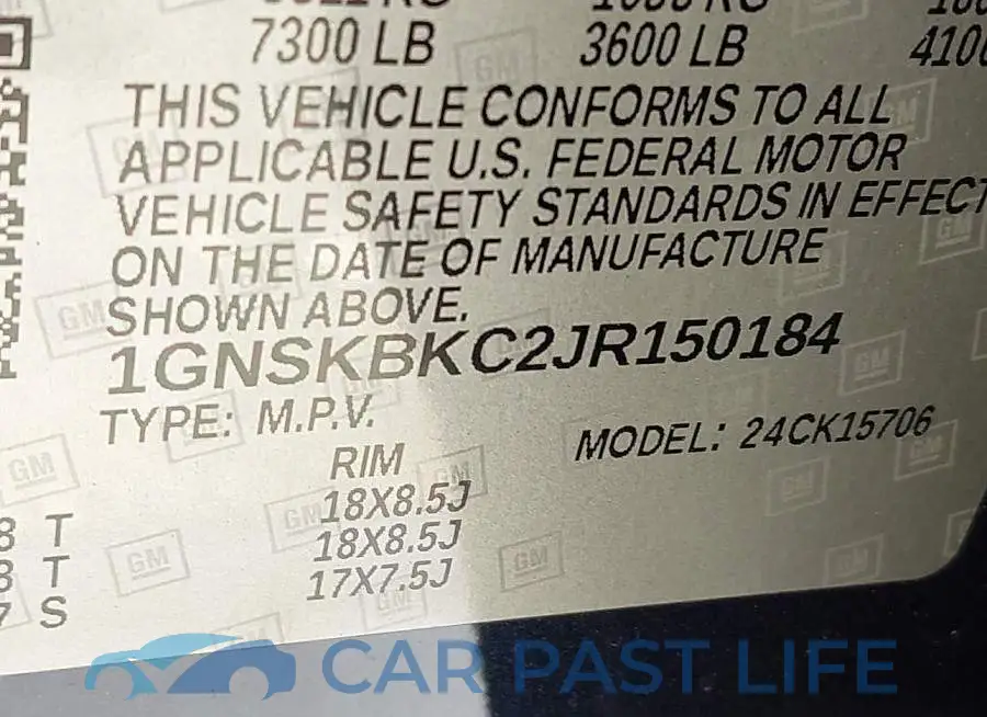 1GNSKBKC2JR150184# 9