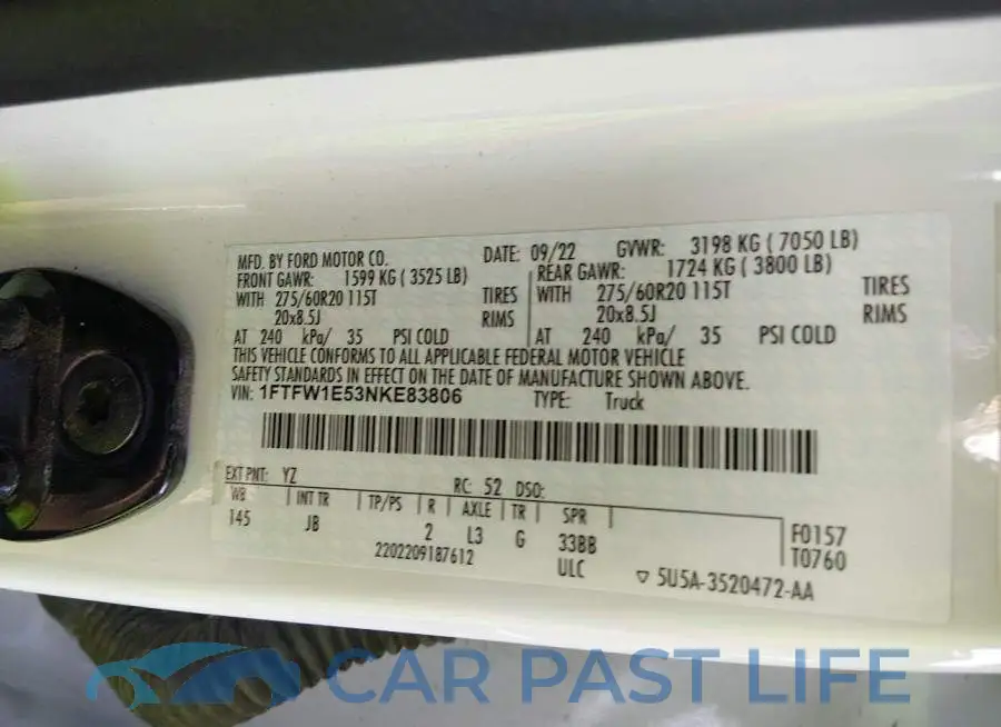 1FTFW1E53NKE83806# 9