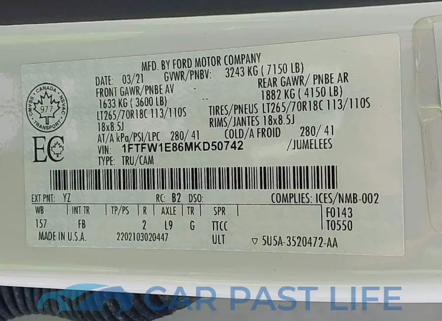 1FTFW1E86MKD50742# 9