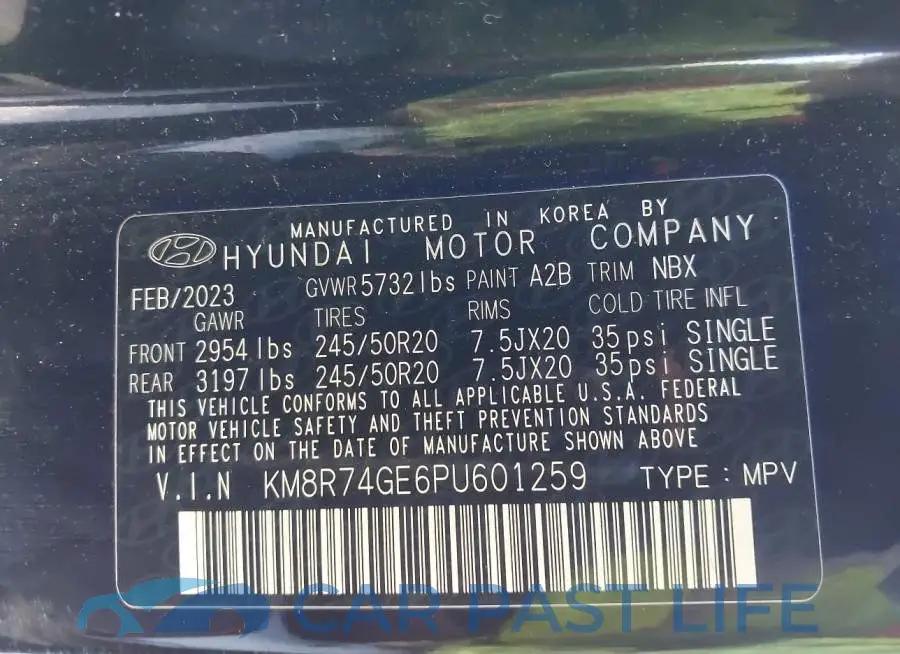 KM8R74GE6PU601259# 9
