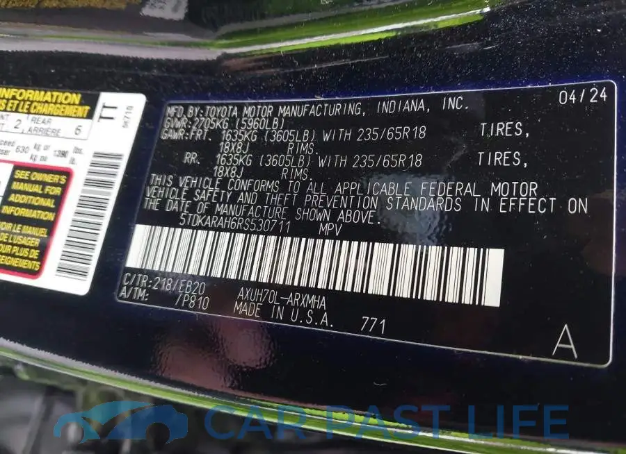 5TDKARAH6RS530711# 9