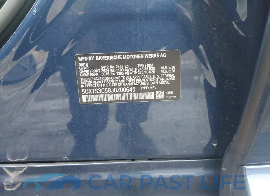 5UXTS3C58J0Z00645# 9