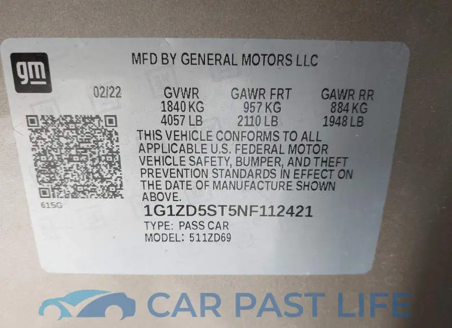 1G1ZD5ST5NF112421# 9