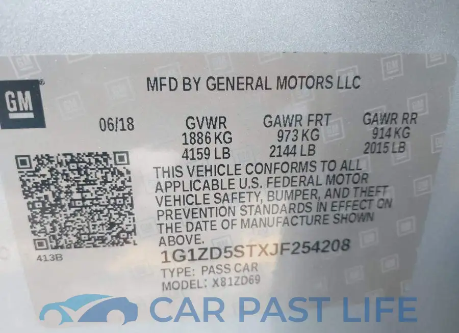 1G1ZD5STXJF254208# 9