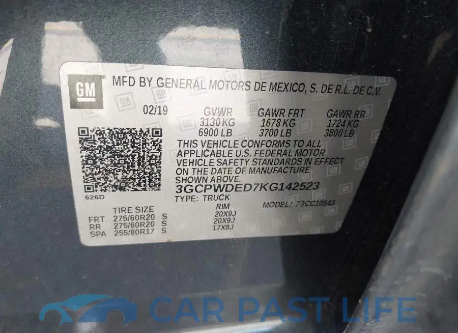 3GCPWDED7KG142523# 9