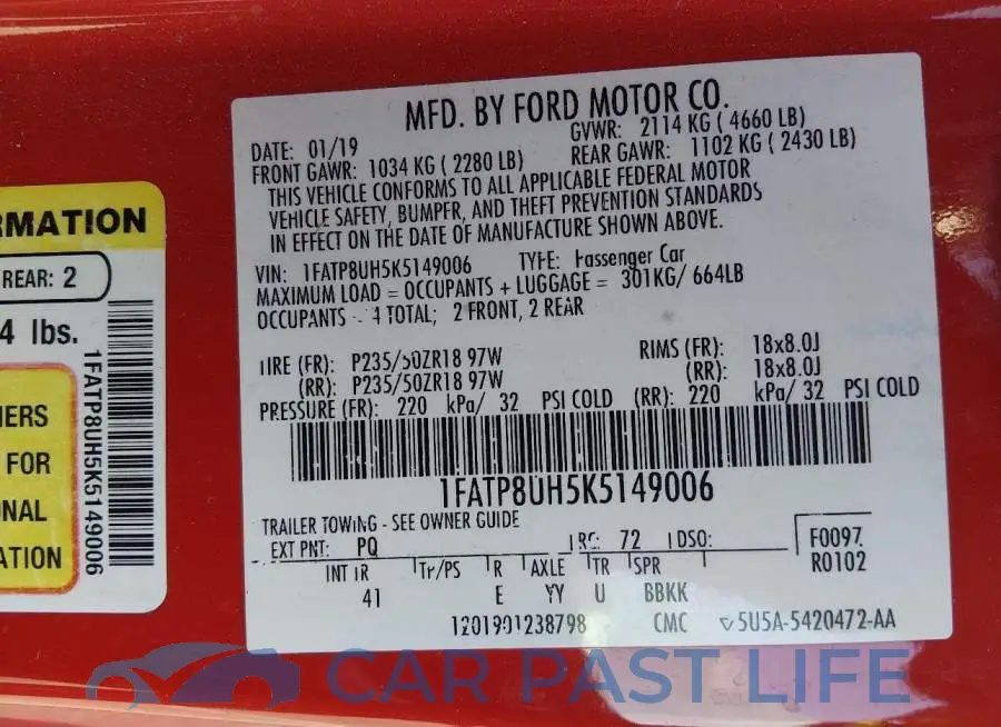 1FATP8UH5K5149006# 9