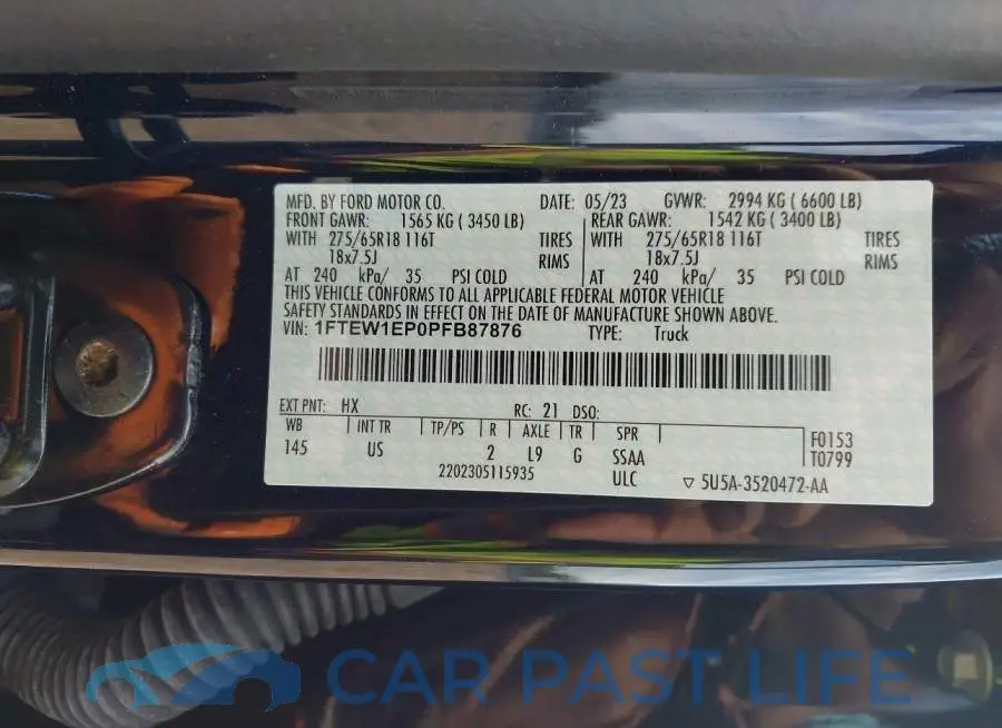 1FTEW1EP0PFB87876# 9