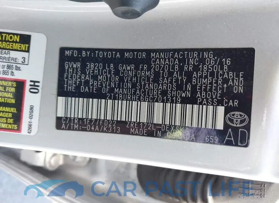 2T1BURHE6GC701319# 9