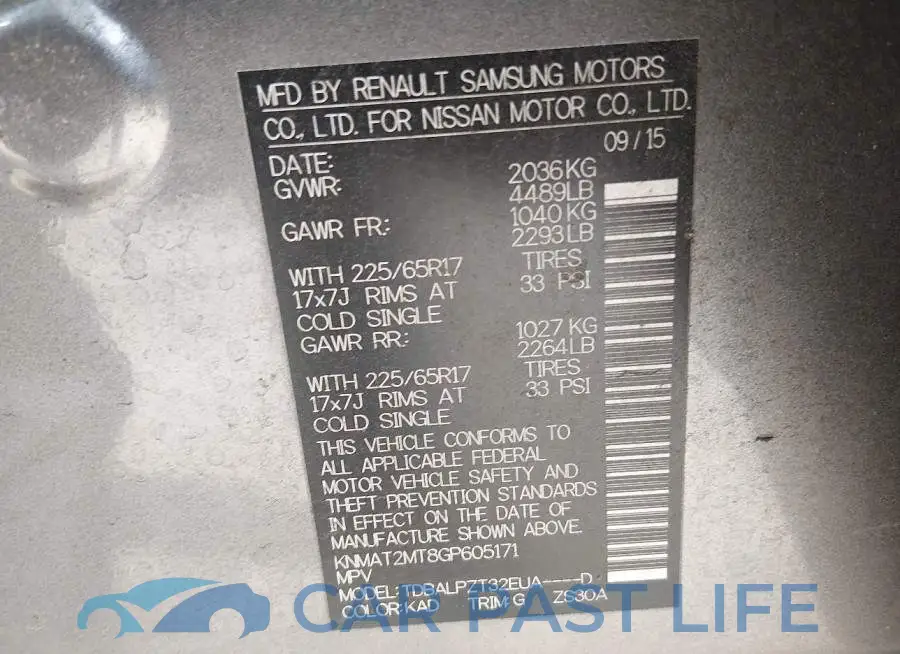 KNMAT2MT8GP605171# 9