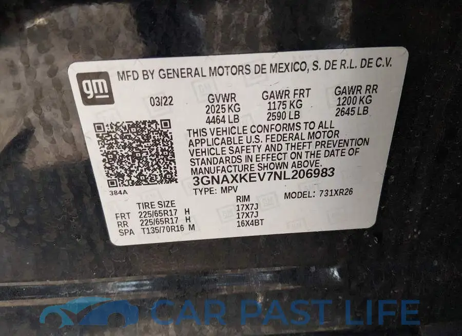 3GNAXKEV7NL206983# 9