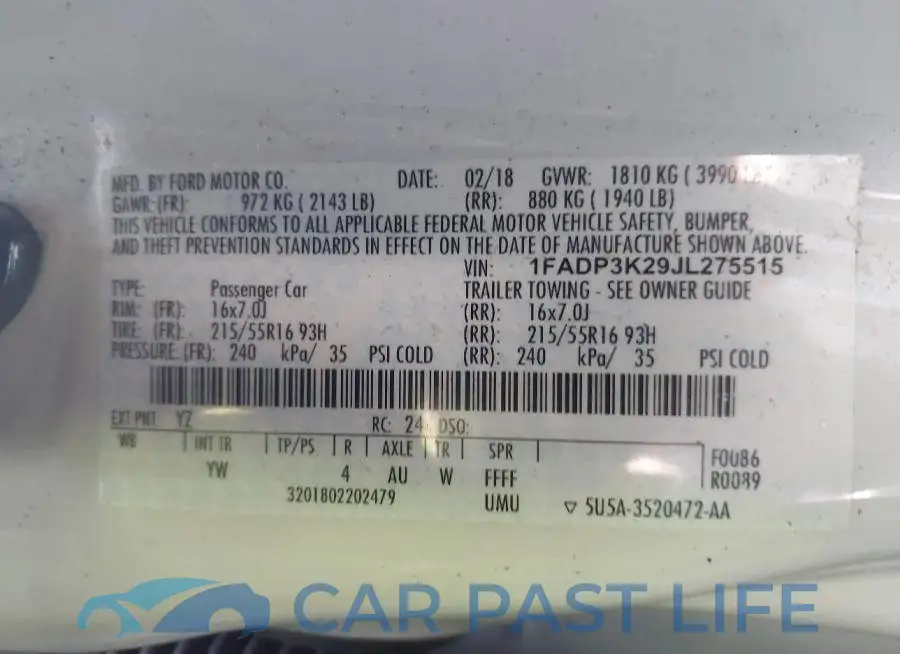 1FADP3K29JL275515# 9