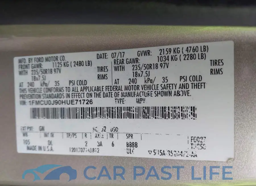 1FMCU0J90HUE71726# 9