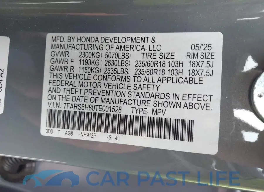 7FARS6H80TE001528# 9
