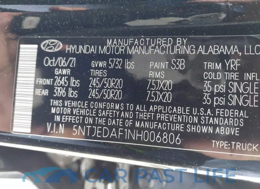 5NTJEDAF1NH006806# 9