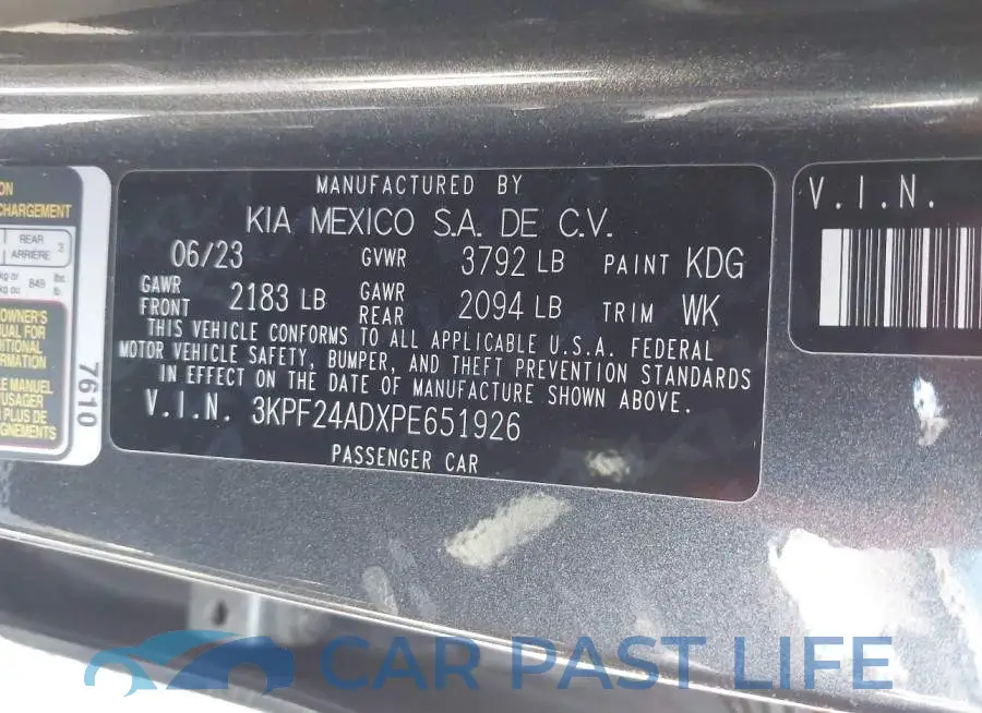 3KPF24ADXPE651926# 9