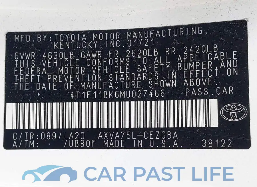 4T1F11BK6MU027466# 9