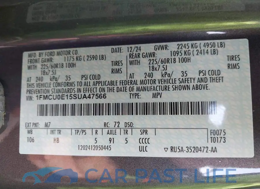 1FMCU0E15SUA47566# 9