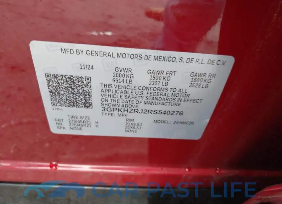 3GPKHZRJ2RS540276# 9
