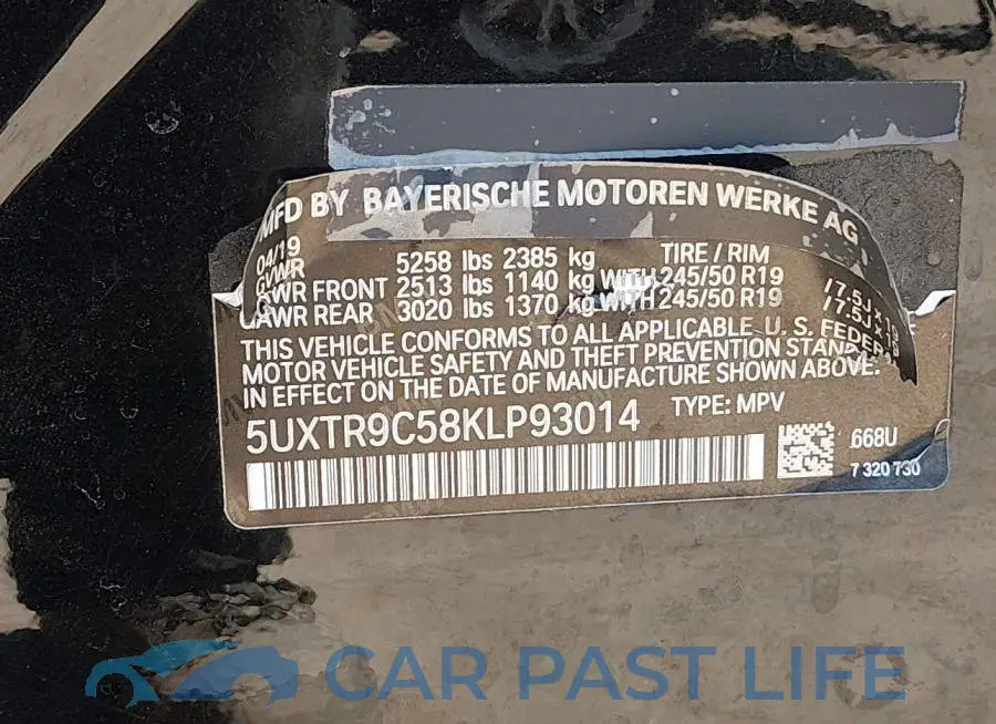 5UXTR9C58KLP93014# 9