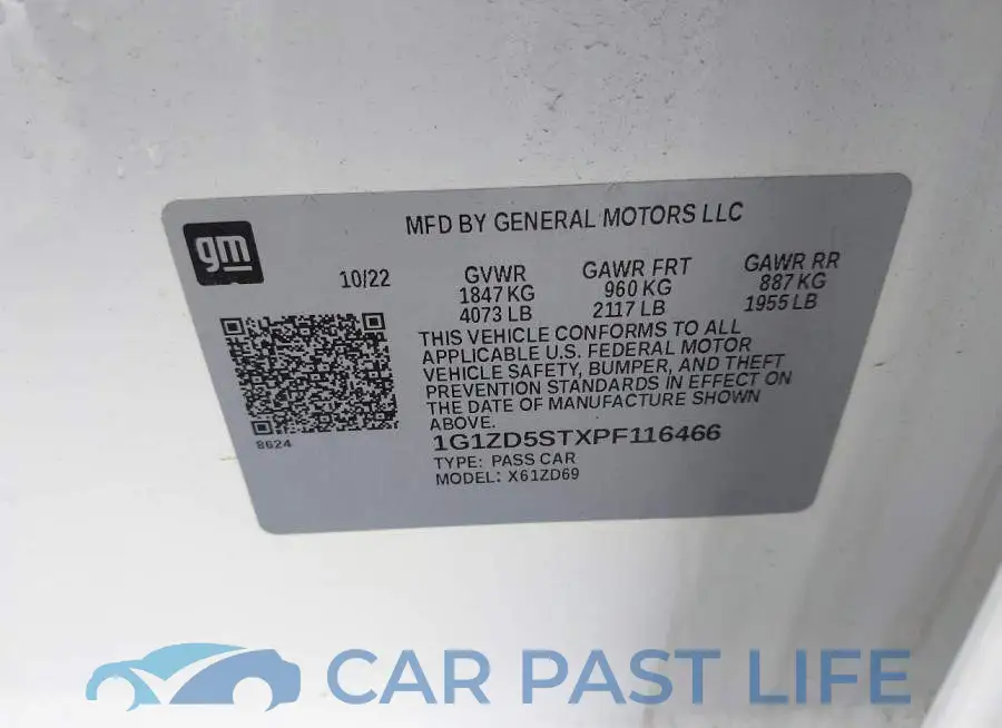 1G1ZD5STXPF116466# 9