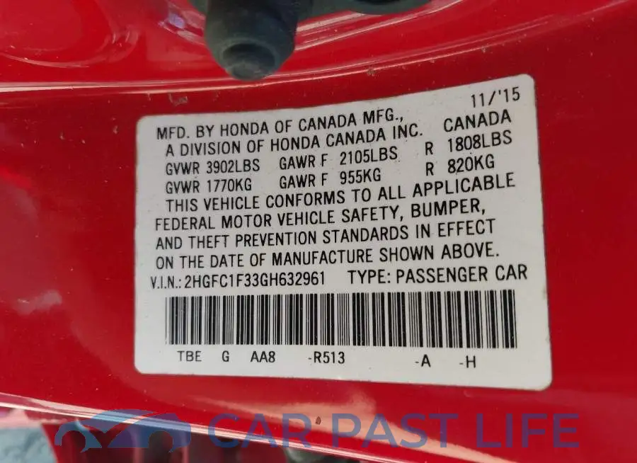 2HGFC1F33GH632961# 9