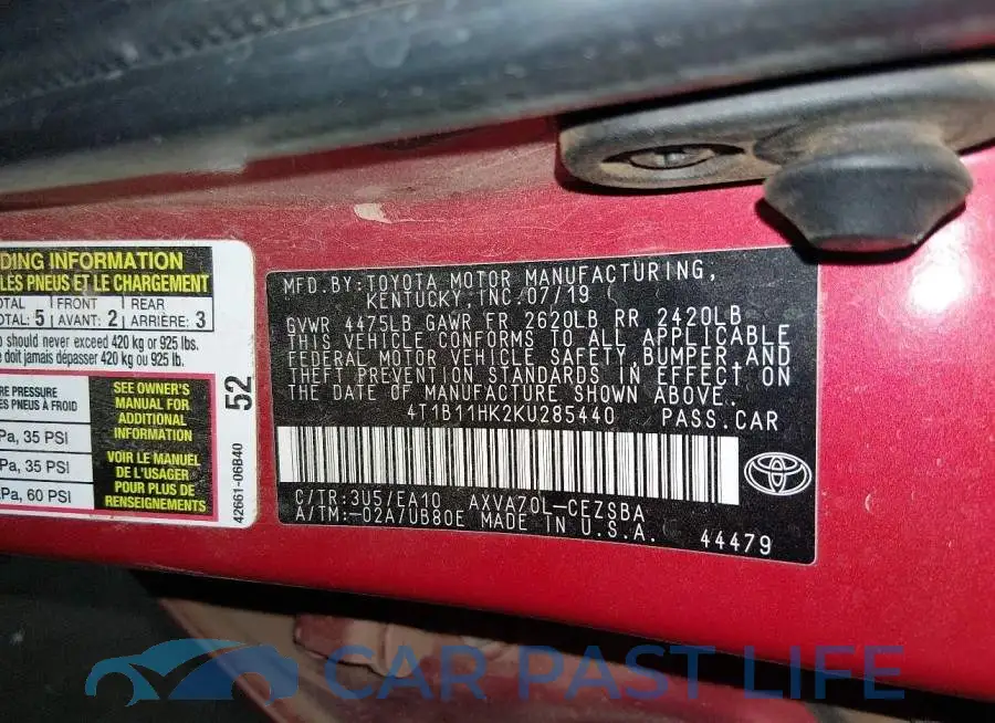 4T1B11HK2KU285440# 9