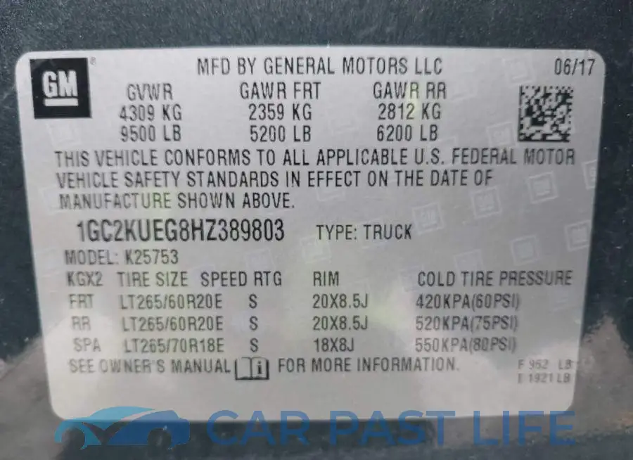 1GC2KUEG8HZ389803# 9