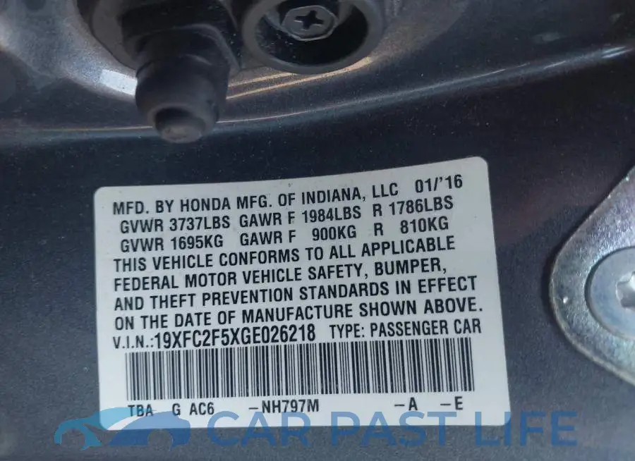 19XFC2F5XGE026218# 9