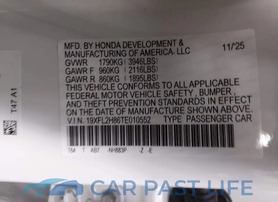 19XFL2H86TE010552# 9