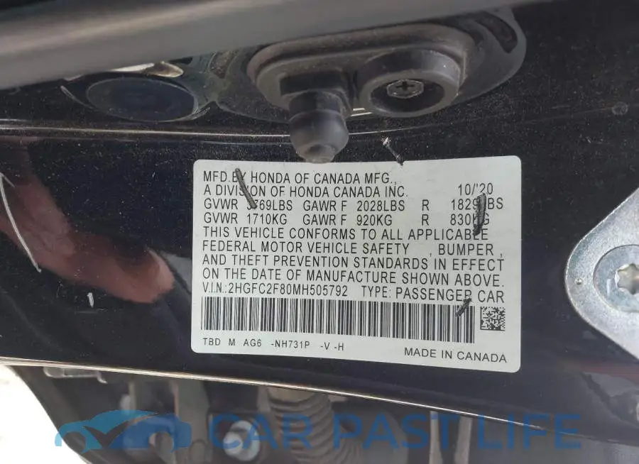2HGFC2F80MH505792# 9