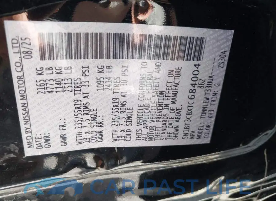 5N1BT3CBXTC684004# 9
