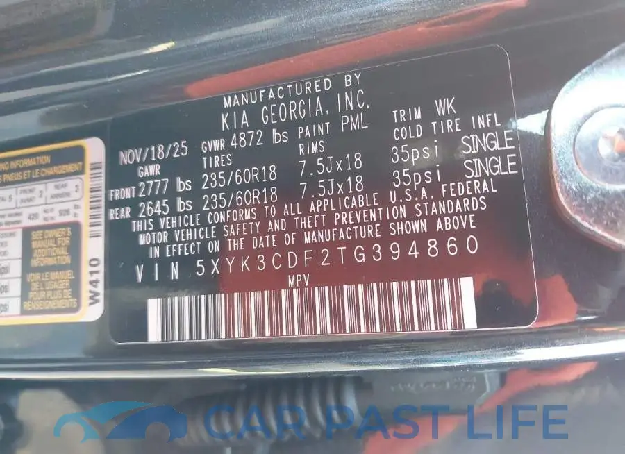 5XYK3CDF2TG394860# 9