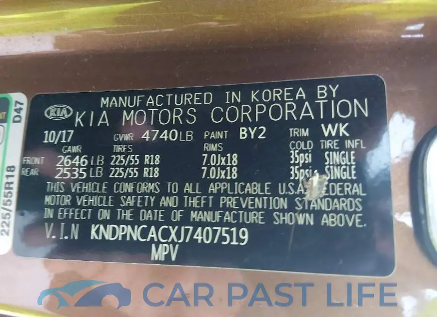 KNDPNCACXJ7407519# 9