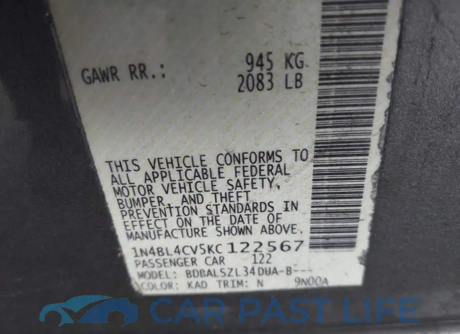 1N4BL4CV5KC122567# 9