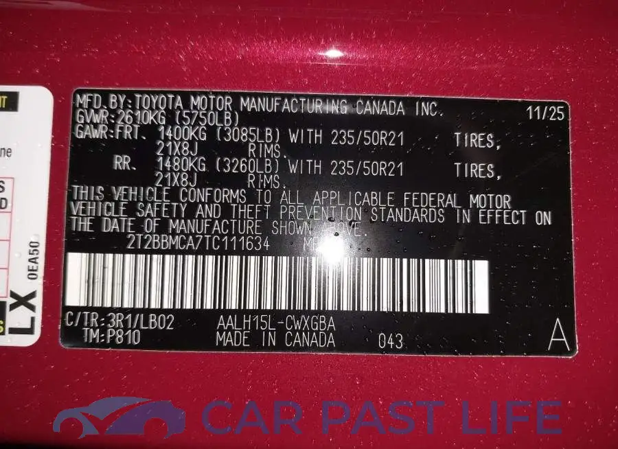 2T2BBMCA7TC111634# 9