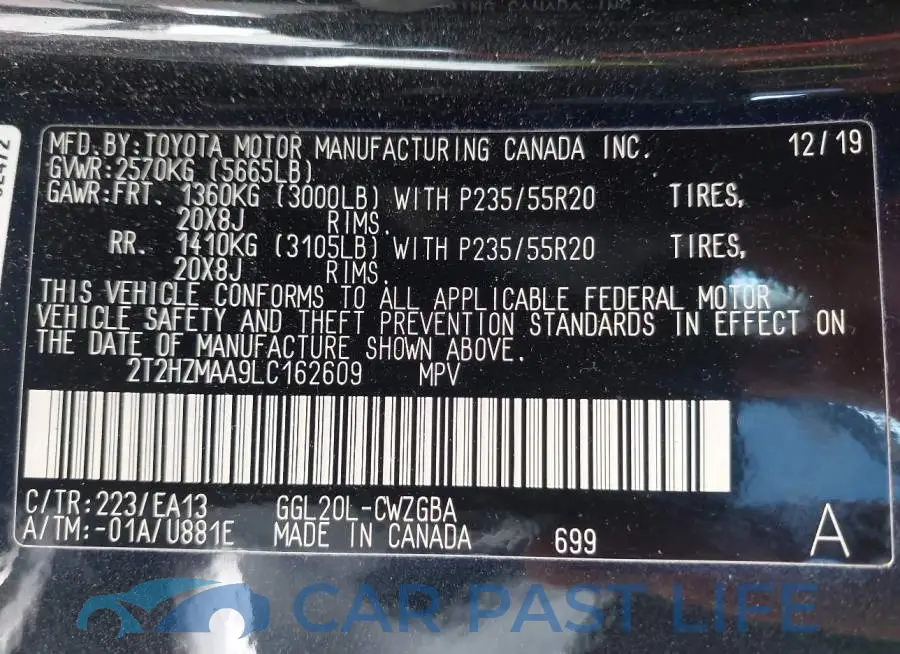 2T2HZMAA9LC162609# 9