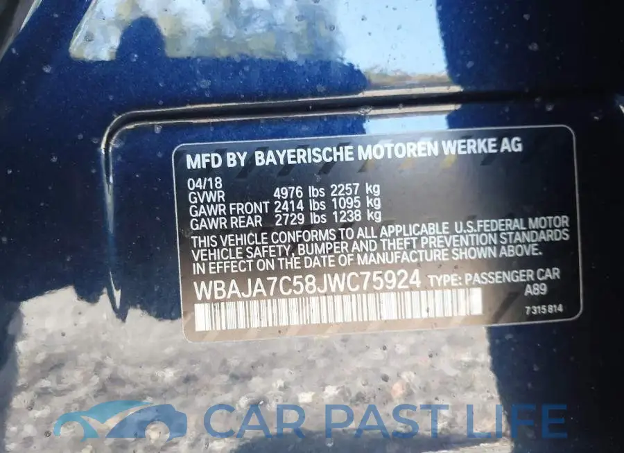 WBAJA7C58JWC75924# 9