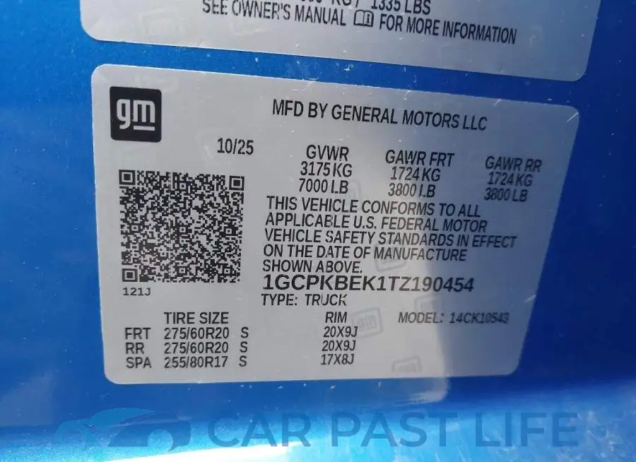 1GCPKBEK1TZ190454# 9