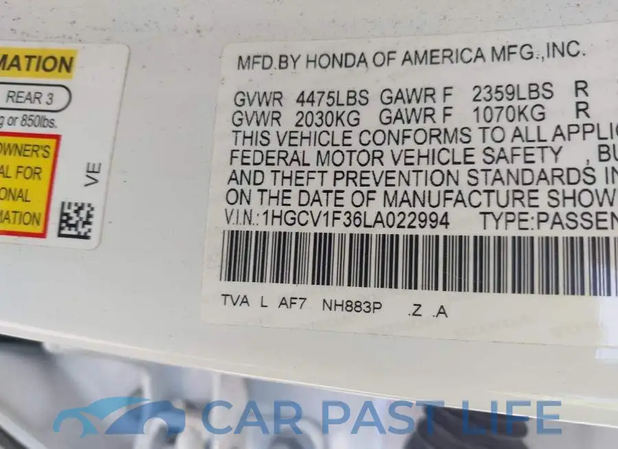 1HGCV1F36LA022994# 9