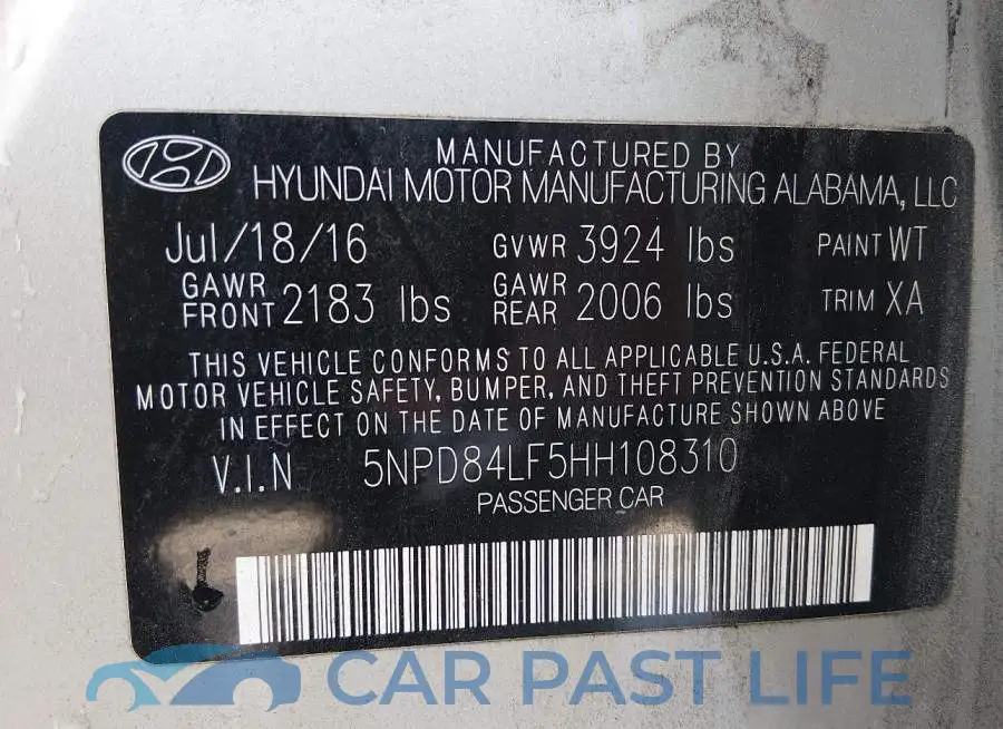 5NPD84LF5HH108310# 9